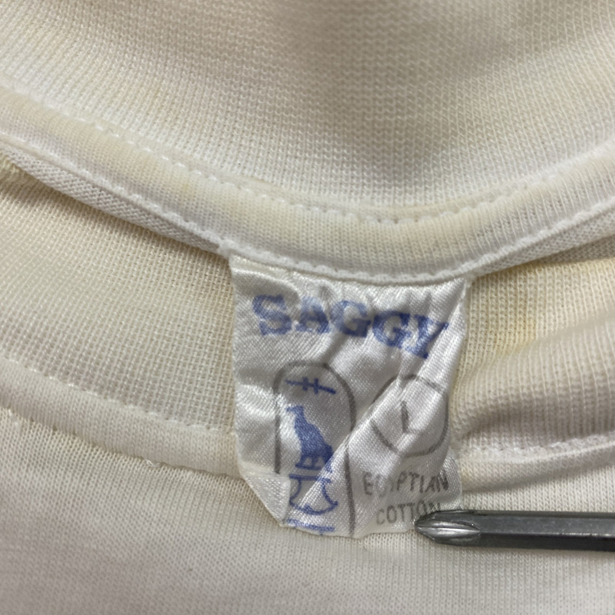 ～00s　SAGGY　サギー　半袖プリントＴシャツ　EGY PTE　エジプト　ヴィンテージ　白　ホワイト　Lサイズ　古着