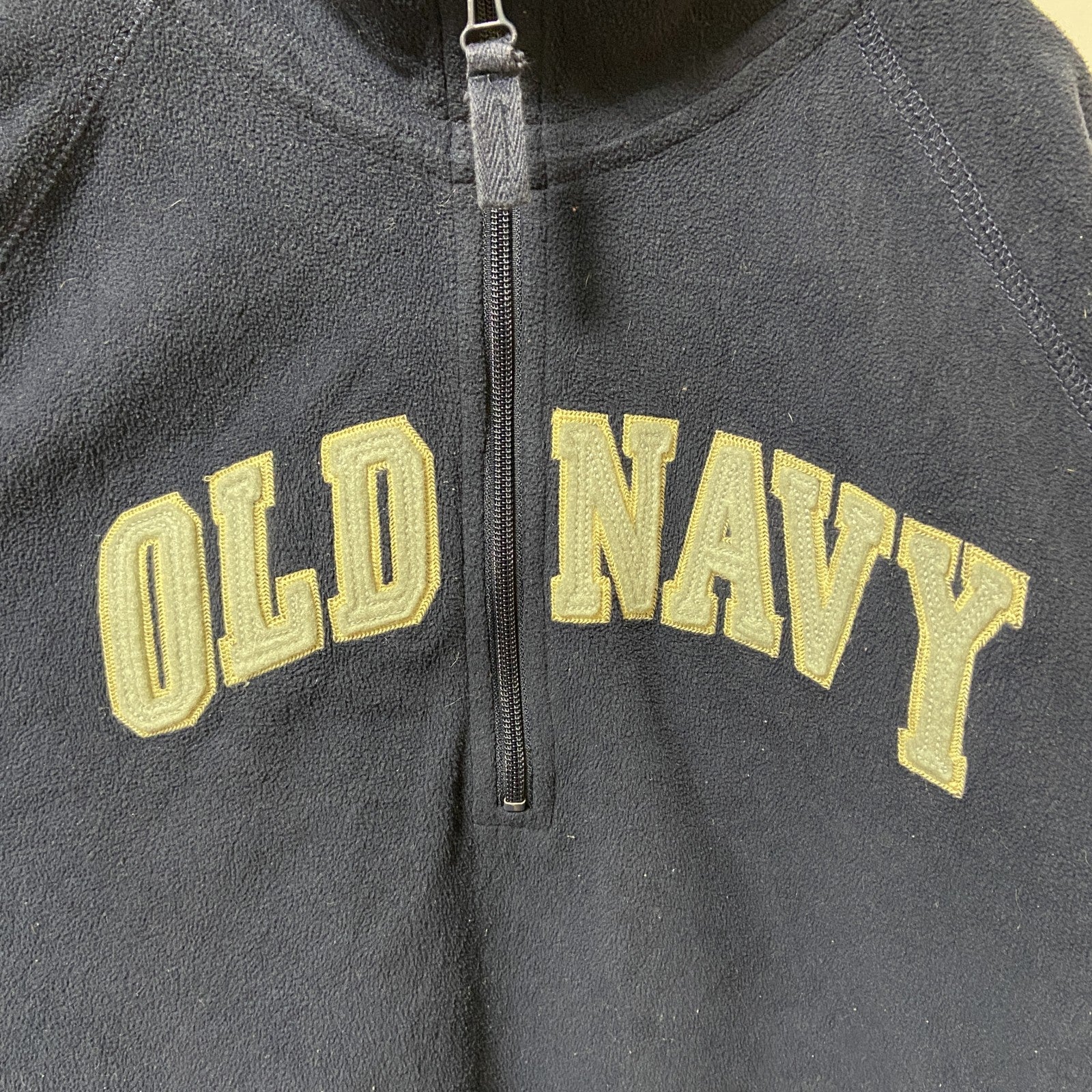 OLDNAVY　長袖ロゴワッペンフリース　ハイネック　ネイビー　紺　ヴィンテージ　ビッグシルエット　2XLサイズ　古着