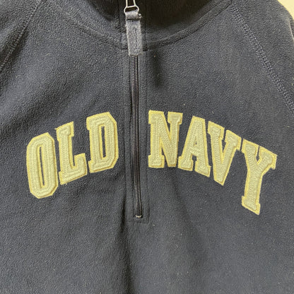 古着 used　OLDNAVY　長袖ロゴワッペンフリース　ブルゾン　ネイビー　ヴィンテージ　秋冬服　ビッグシルエット　2XLサイズ