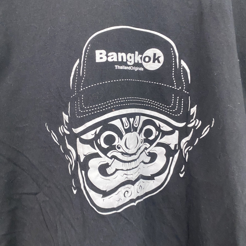 Cotton　半袖プリントTシャツ　黒　ブラック　XLサイズ　古着