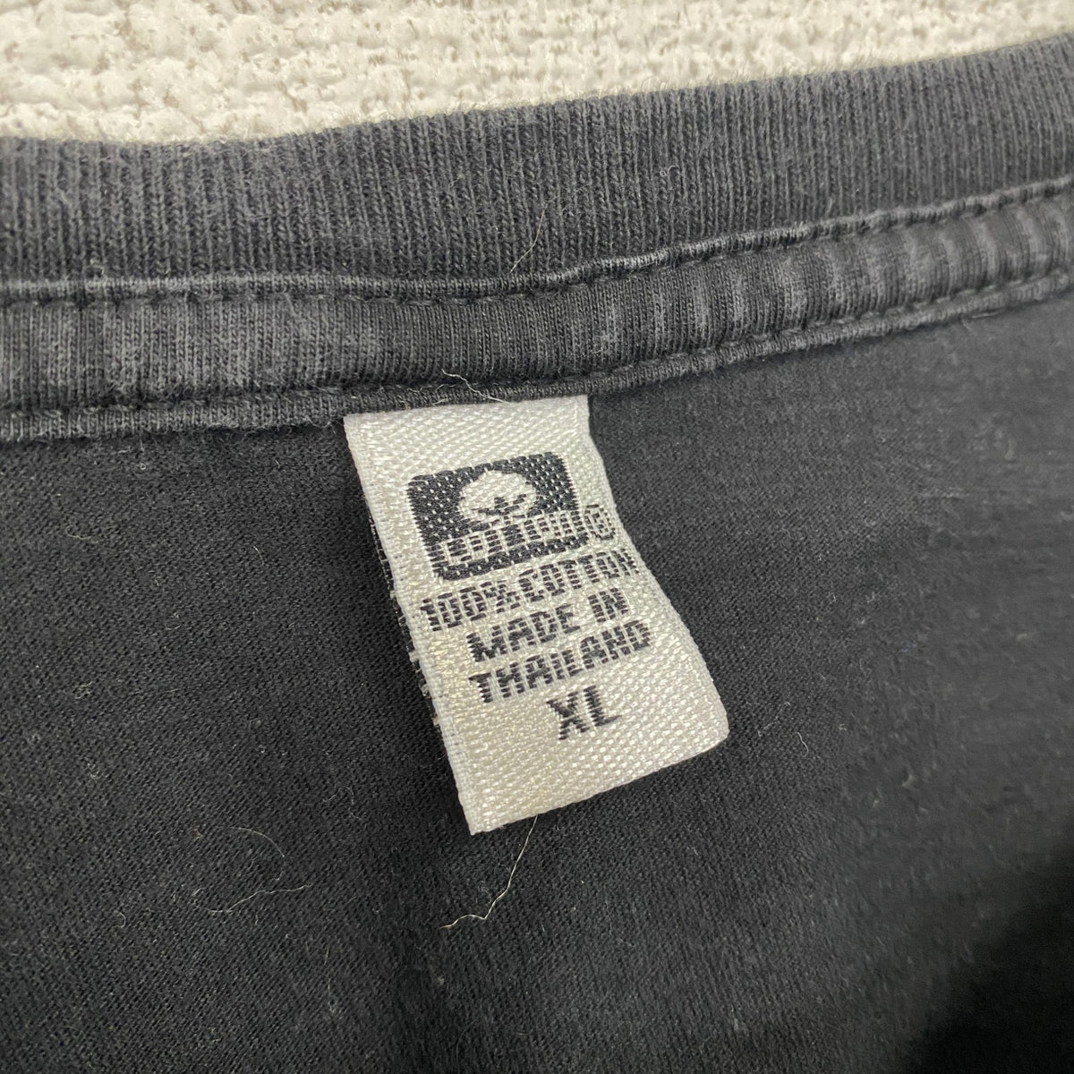 Cotton　半袖プリントTシャツ　黒　ブラック　XLサイズ　古着