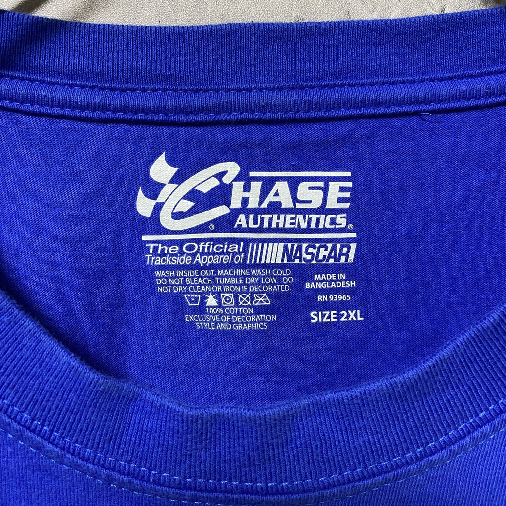 半袖プリントTシャツ　バックプリント　カーレース　サーキット　青　ブルー　ビッグシルエット　オーバーサイズ　2XLサイズ　古着