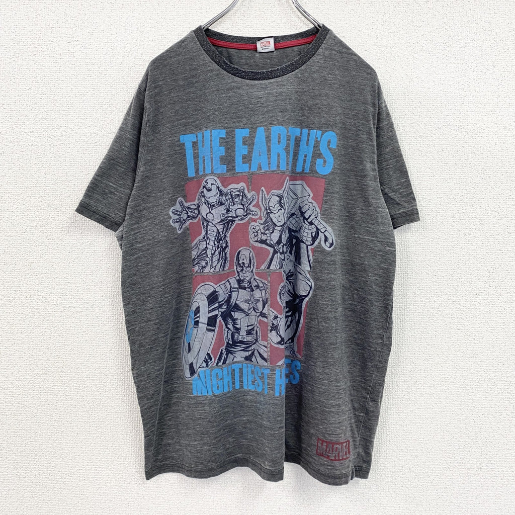 MARVEL COMICS　マーベル　半袖プリントTシャツ　灰色　グレー　2XLサイズ　古着