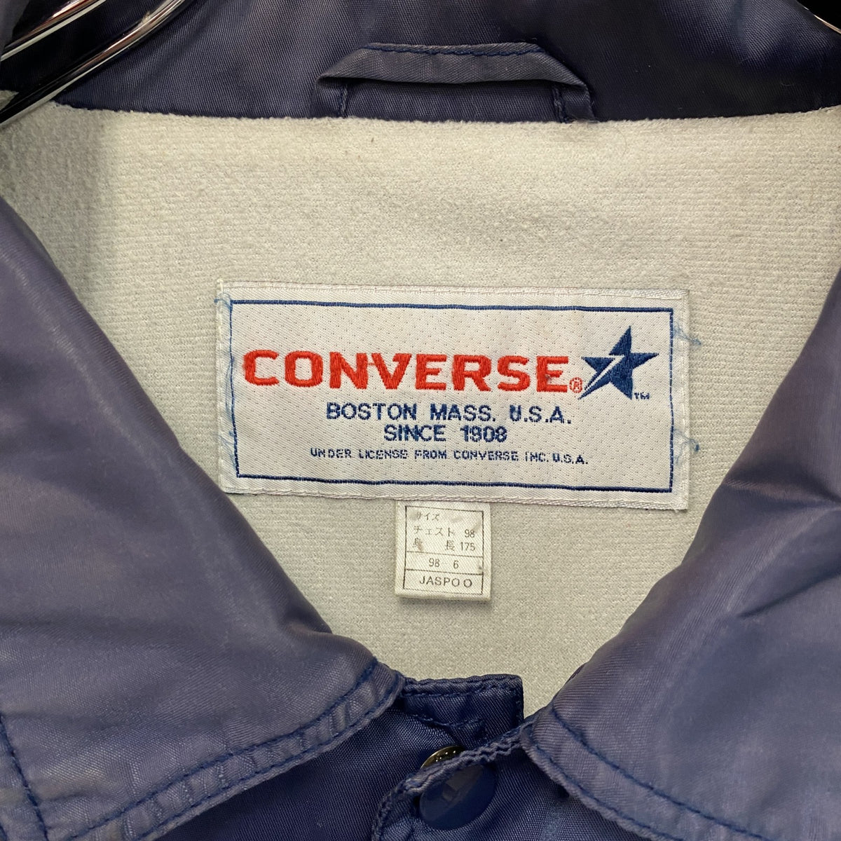 CONVERSE　コンバース　コーチジャケット　フルボタンナイロンジャケット　フェード　無地　紺　ネイビー　Oサイズ　古着