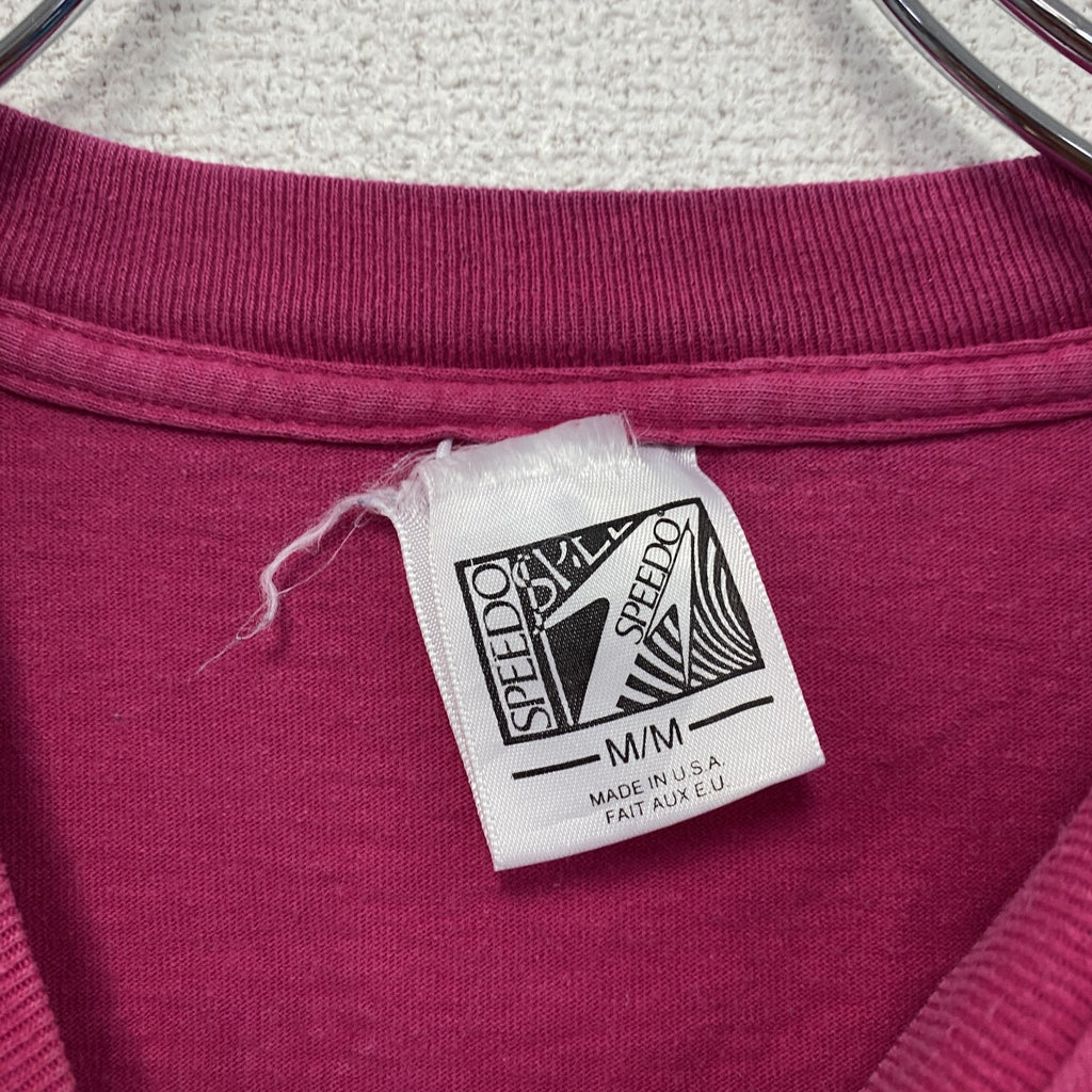 SPEEDO　半袖プリントTシャツ　ヴィンテージ　シングルステッチ　ピンク　Mサイズ　古着