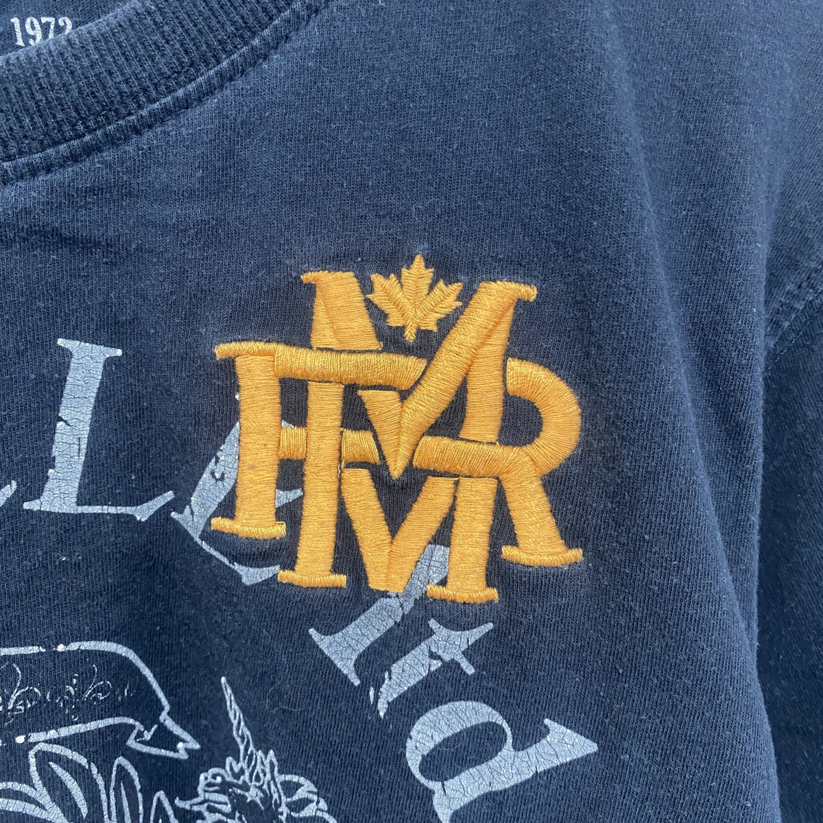 MARVILLE　半袖プリントTシャツ　アーチプリント　4連プリント　刺繍ロゴ　黒　ブラック　XLサイズ　古着