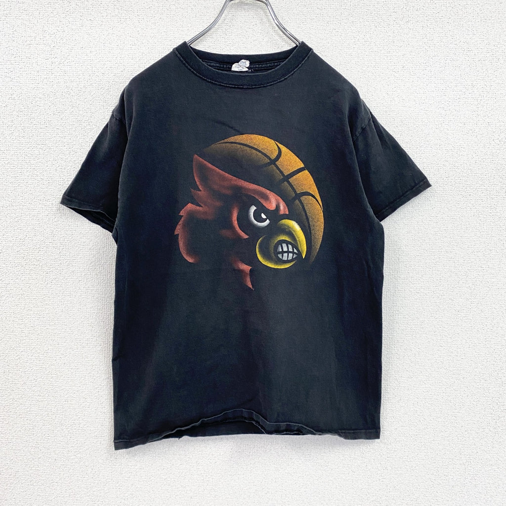 DELTA　デルタ　半袖プリントTシャツ　カーディナルス　バスケットボール　黒　ブラック　Mサイズ　古着