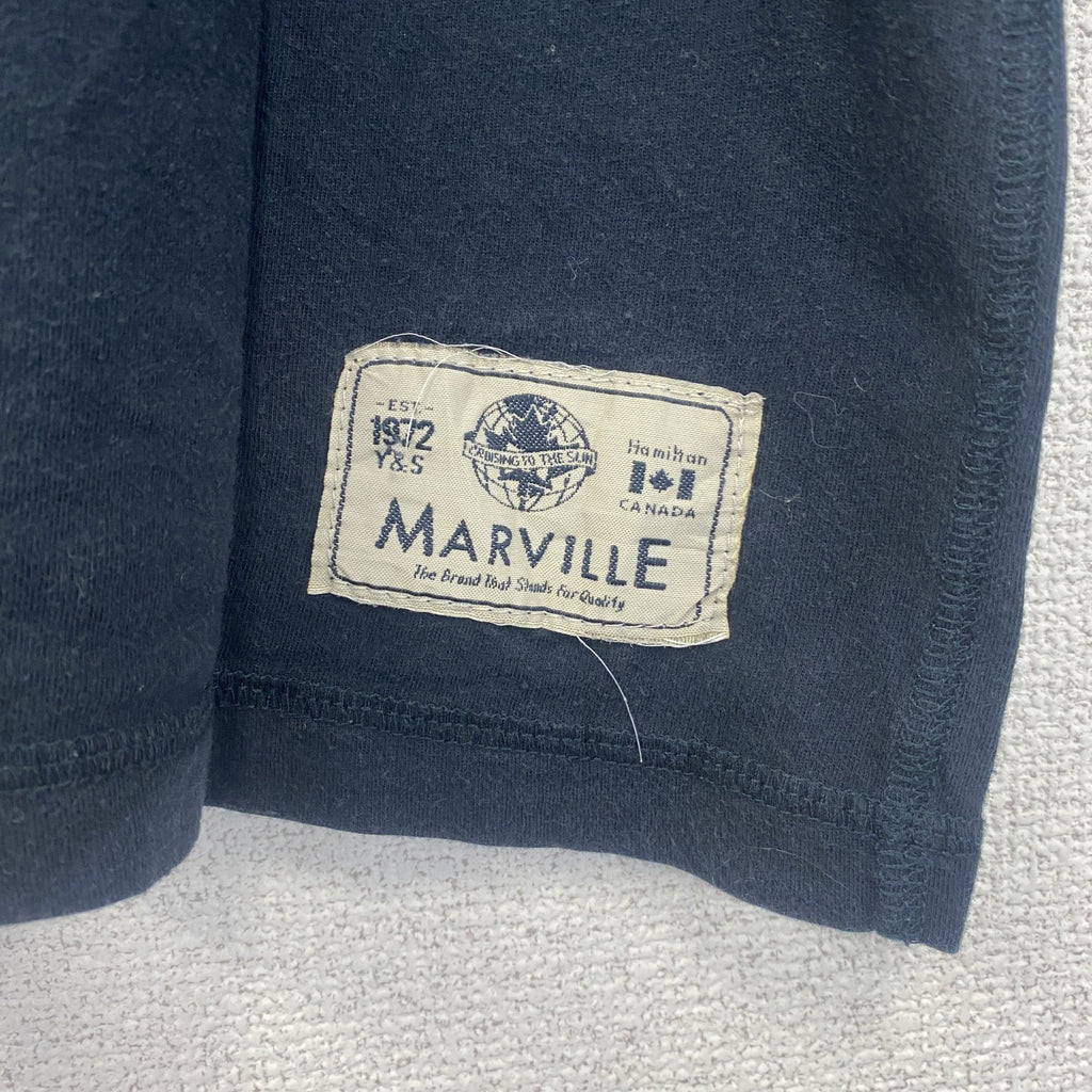 MARVILLE　半袖プリントTシャツ　アーチプリント　4連プリント　刺繍ロゴ　黒　ブラック　XLサイズ　古着