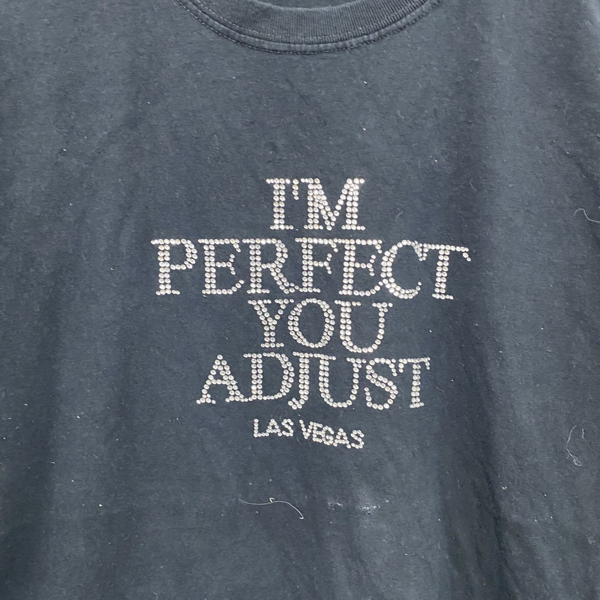 GILDAN　半袖プリントTシャツ　ギャルT　メッセージT　ラインストーン　黒　ブラック　Lサイズ　古着