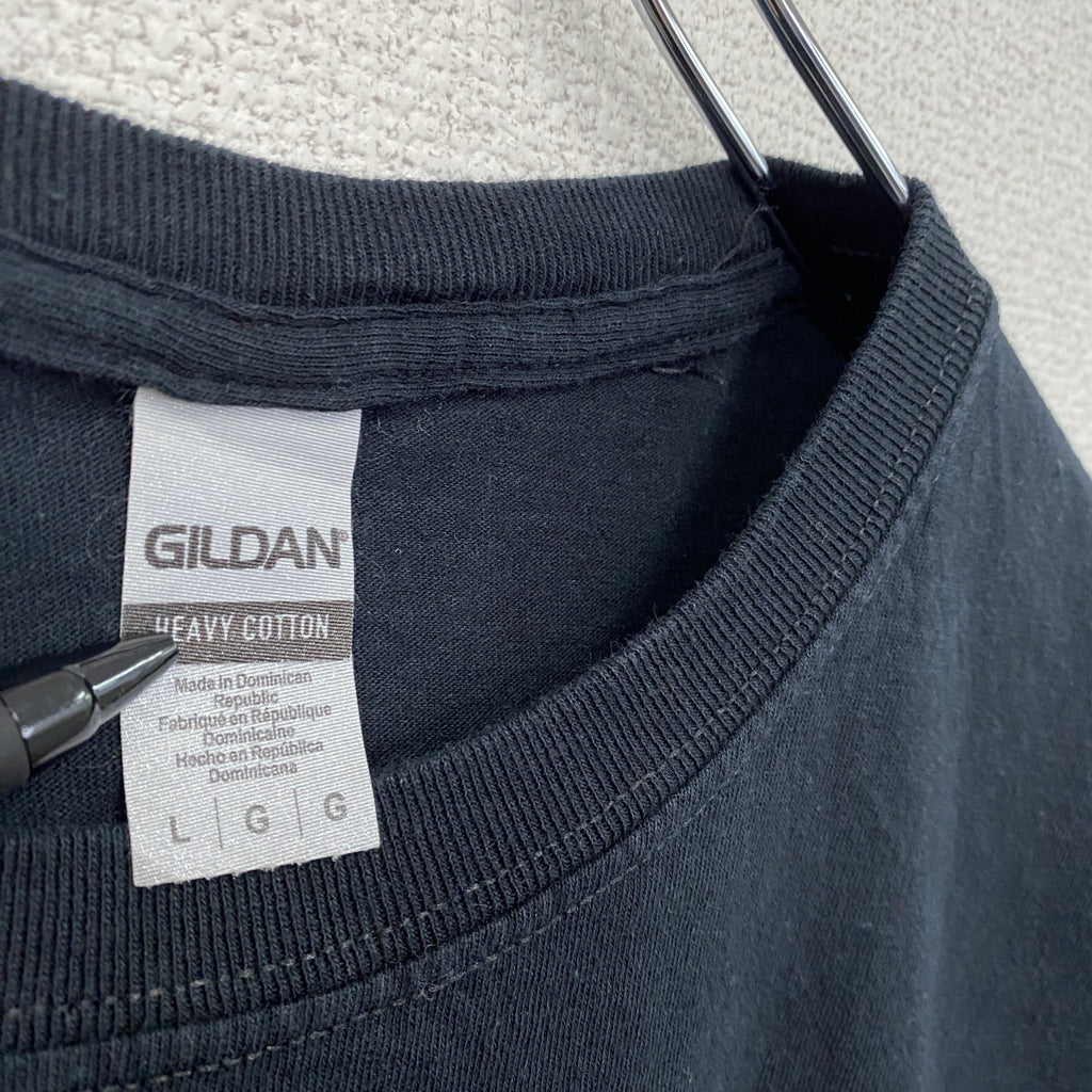 GILDAN　半袖プリントTシャツ　ギャルT　メッセージT　ラインストーン　黒　ブラック　Lサイズ　古着