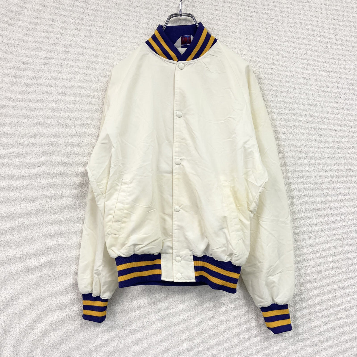 80s　MVP　スタジャン/スタジアムジャケット　USA製　白　ホワイト　Mサイズ スタジアムジャンパー メンズ 古着