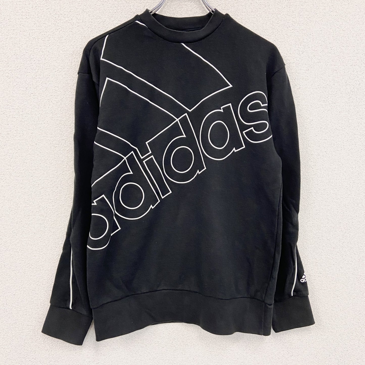 adidas　アディダス　スウェット/トレーナー　パフォーマンスロゴ　デカロゴ　黒　ブラック　Sサイズ