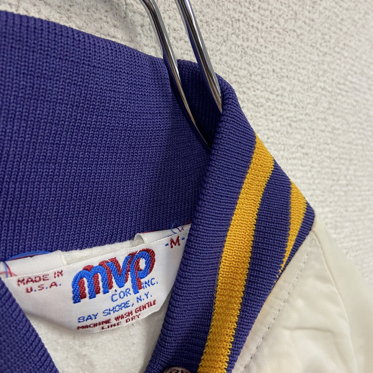 80s　MVP　スタジャン/スタジアムジャケット　USA製　白　ホワイト　Mサイズ スタジアムジャンパー メンズ 古着