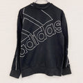 adidas　アディダス　スウェット/トレーナー　パフォーマンスロゴ　デカロゴ　クルーネック　黒　ブラック　Sサイズ　古着