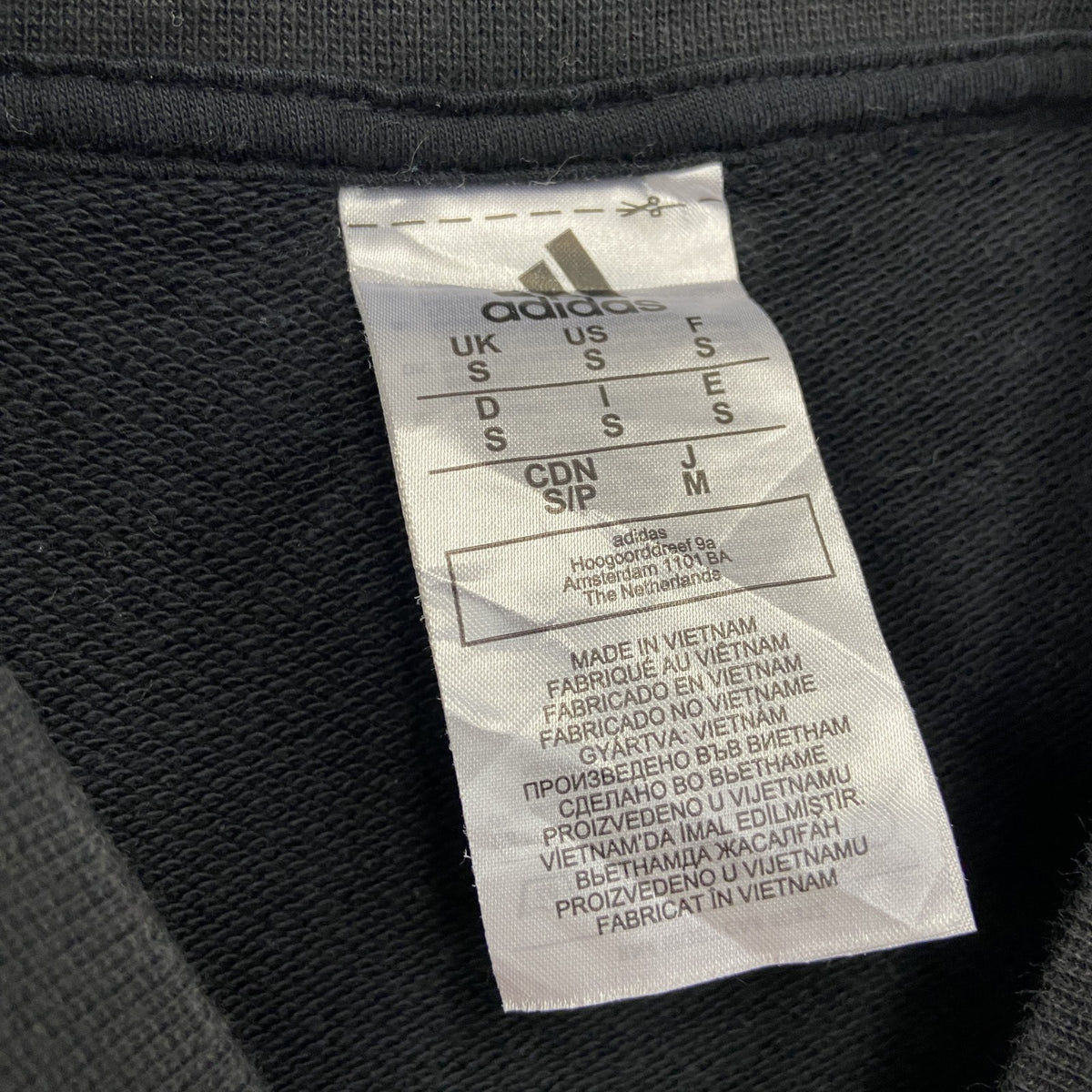 adidas　アディダス　スウェット/トレーナー　パフォーマンスロゴ　デカロゴ　クルーネック　黒　ブラック　Sサイズ　古着