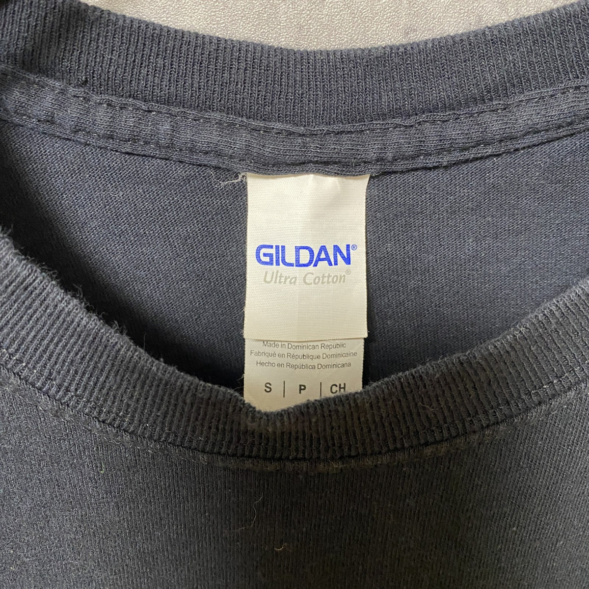 GILDAN　ギルダン　半袖プリントTシャツ　企業ロゴ　レーシングカー　両面プリント　クルーネック　黒　ブラック　Sサイズ　古着