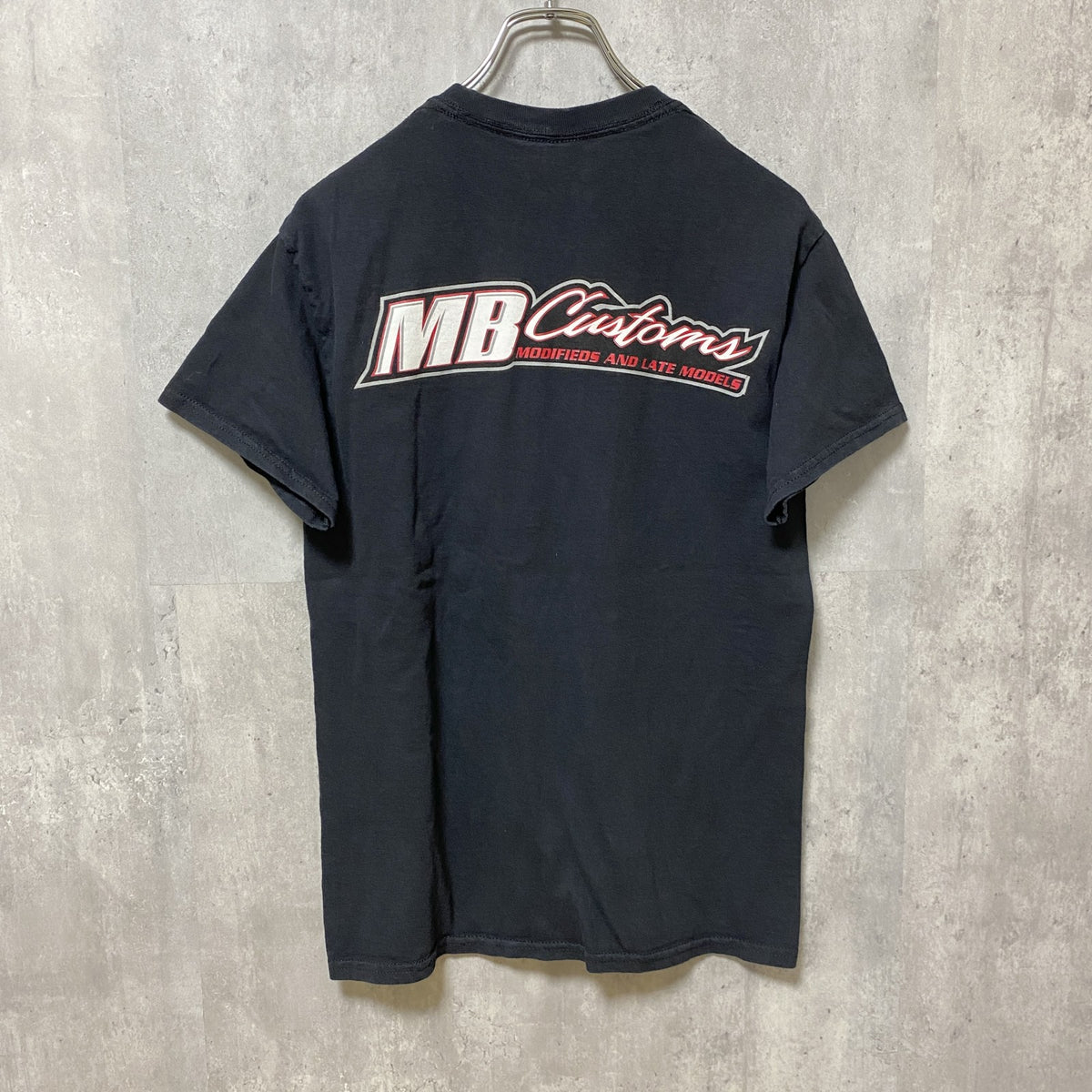 GILDAN　ギルダン　半袖プリントTシャツ　企業ロゴ　レーシングカー　両面プリント　クルーネック　黒　ブラック　Sサイズ　古着