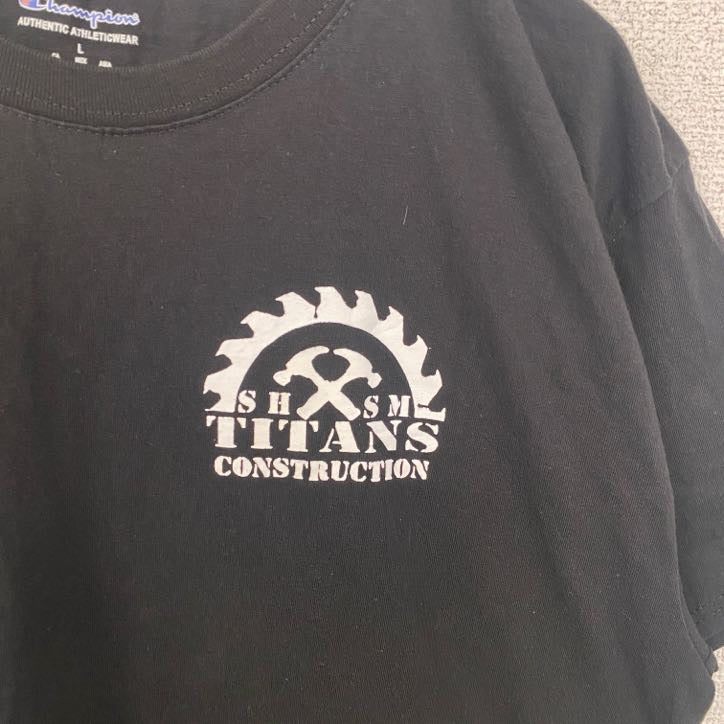 Champion　チャンピオン　半袖ワンポイントプリントTシャツ　SHSM TITANS　黒　ブラック　春夏服　Lサイズ　古着