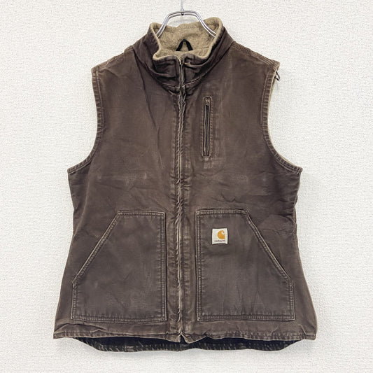 00s　Carhartt　カーハート　フルジップダックベスト　ブランケットライナー　ヴィンテージ　茶色　ブラウン　Mサイズ