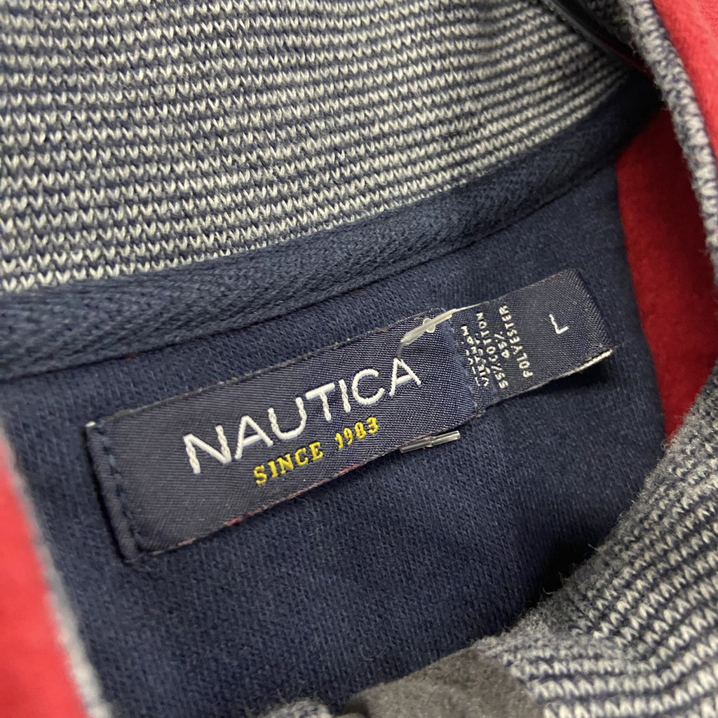 NAUTICA　ノーティカ　ハーフジップスウェット/トレーナー　赤　レッド　Lサイズ スウェットトップス ユニセックス コットン 古着