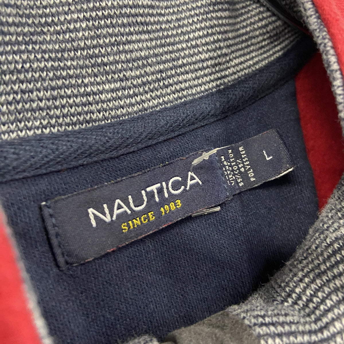 NAUTICA　ノーティカ　ハーフジップスウェット/トレーナー　赤　レッド　Lサイズ スウェットトップス ユニセックス コットン 古着