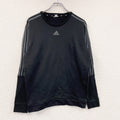 adidas　アディダス　スウェット/トレーナー　パフォーマンスロゴ　ワンポイント　スリーストライプス　黒　ブラック　古着
