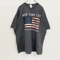 DELTA　デルタ　半袖プリントTシャツ　NEW YORK CITY　星条旗　灰色　ダークグレー　2XLサイズ　古着