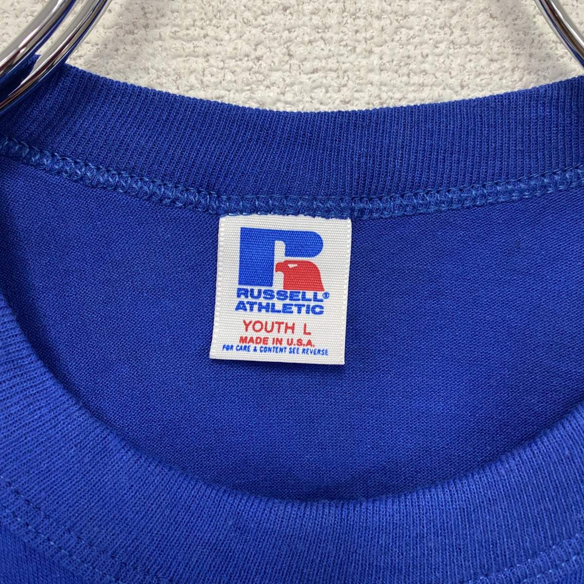 RUSSELL ATHLETIC　ラッセルアスレチック　半袖プリントTシャツ　ヴィンテージ　シングルステッチ　青　ブルー　Lサイズ　古着