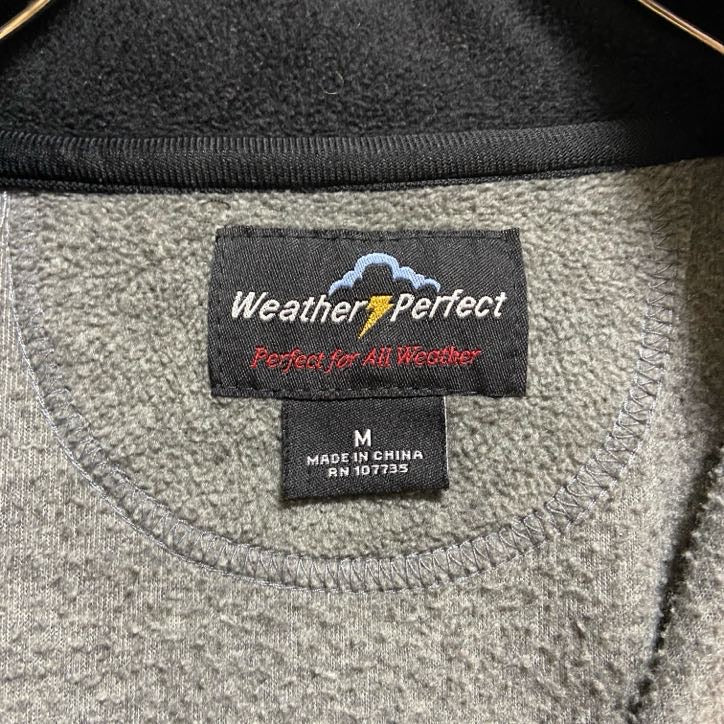 Weather Perfect　ハーフジップフリースジャケット/ボアジャケット　星条旗　イーグル　刺繍ロゴ　ダークグレー　Mサイズ　古着