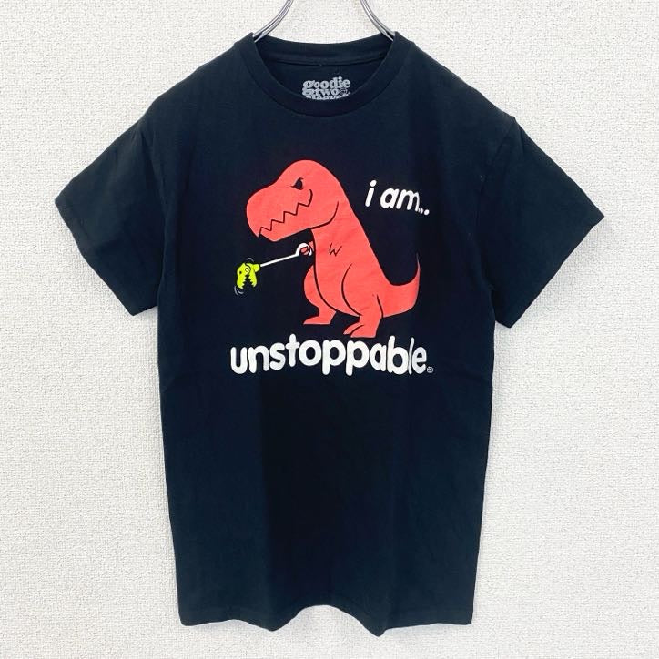 goodie two sleeves　半袖プリントデザインTシャツ　恐竜　黒　ブラック　春夏服　Sサイズ　古着