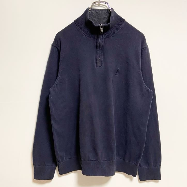 古着 used　NAUTICA　ノーティカ　長袖ハーフジップスウェット　トレーナー 　ワンポイント刺繡　ネイビー　Lサイズ