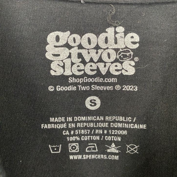 goodie two sleeves　半袖プリントデザインTシャツ　恐竜　黒　ブラック　春夏服　Sサイズ　古着
