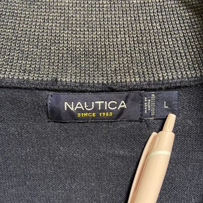 古着 used　NAUTICA　ノーティカ　長袖ハーフジップスウェット　トレーナー 　ワンポイント刺繡　ネイビー　Lサイズ