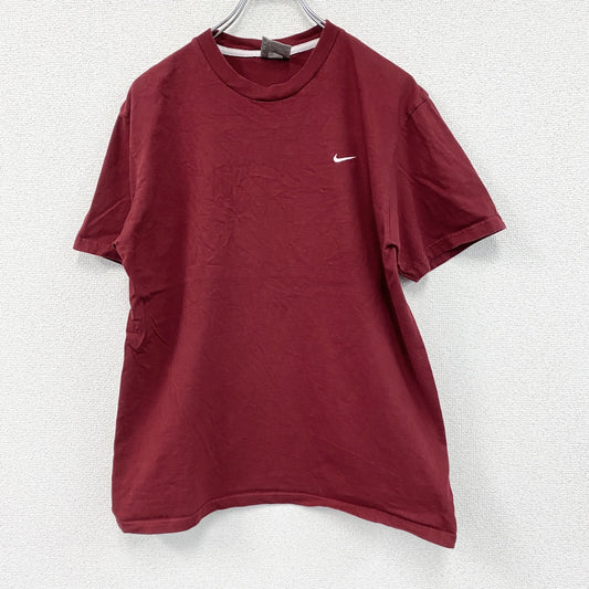 00s　NIKE　ナイキ　半袖プリントTシャツ　ヴィンテージ　スウッシュ　刺繍ロゴ　赤　レッド　Mサイズ
