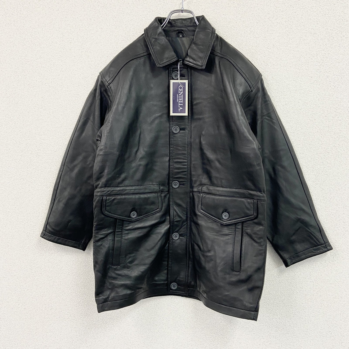 CENTELLA　ラムレザーカーコート　レザージャケット　未使用品　デッドストック　黒　ブラック　Sサイズ　古着