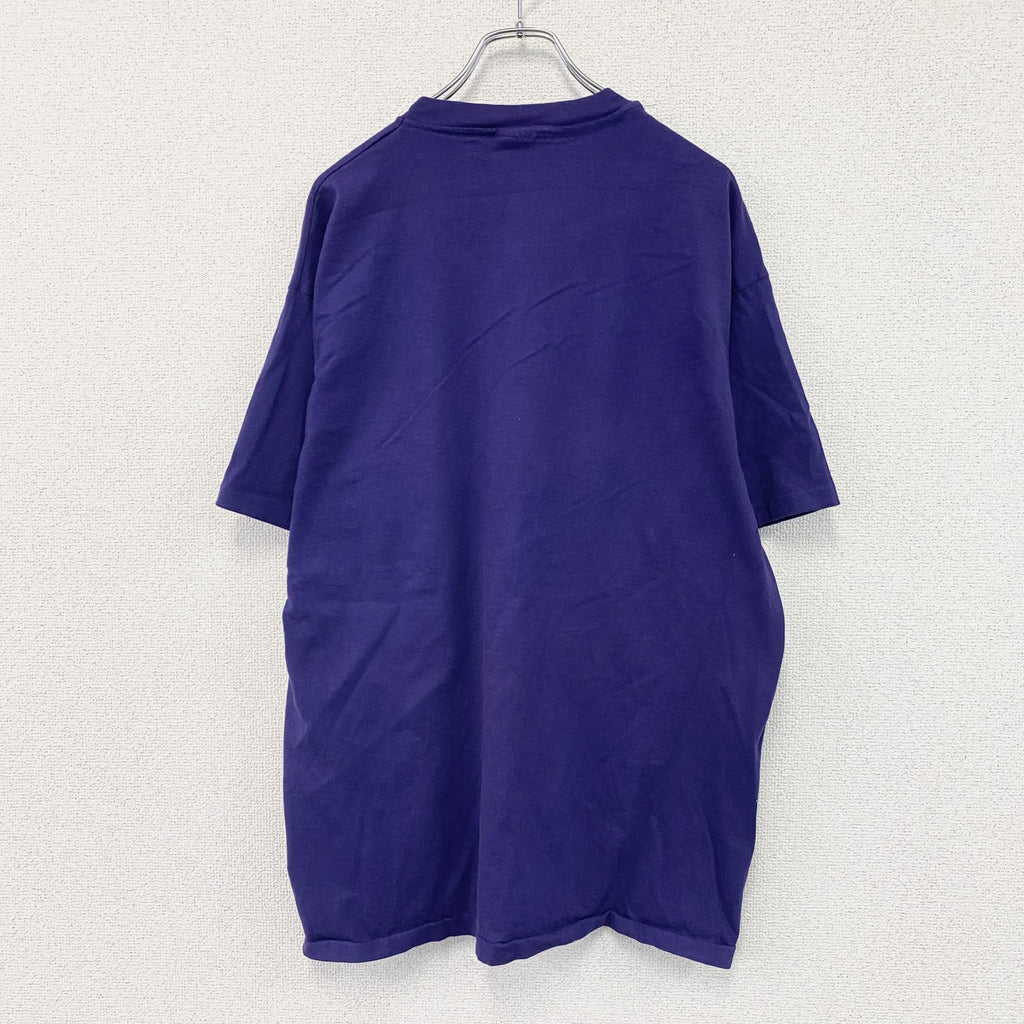 Hanes　ヘインズ　半袖プリントTシャツ　ヴィンテージ　シングルステッチ　紫　パープル　XLサイズ カットソー メンズ コットン 古着