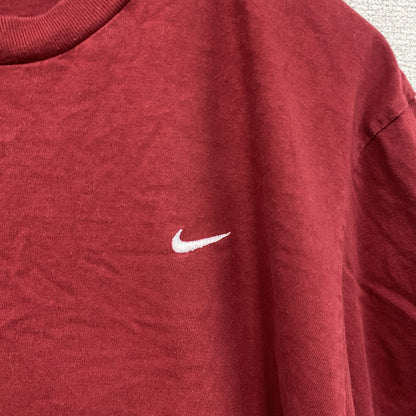 00s　NIKE　ナイキ　半袖プリントTシャツ　ヴィンテージ　スウッシュ　刺繍ロゴ　赤　レッド　Mサイズ