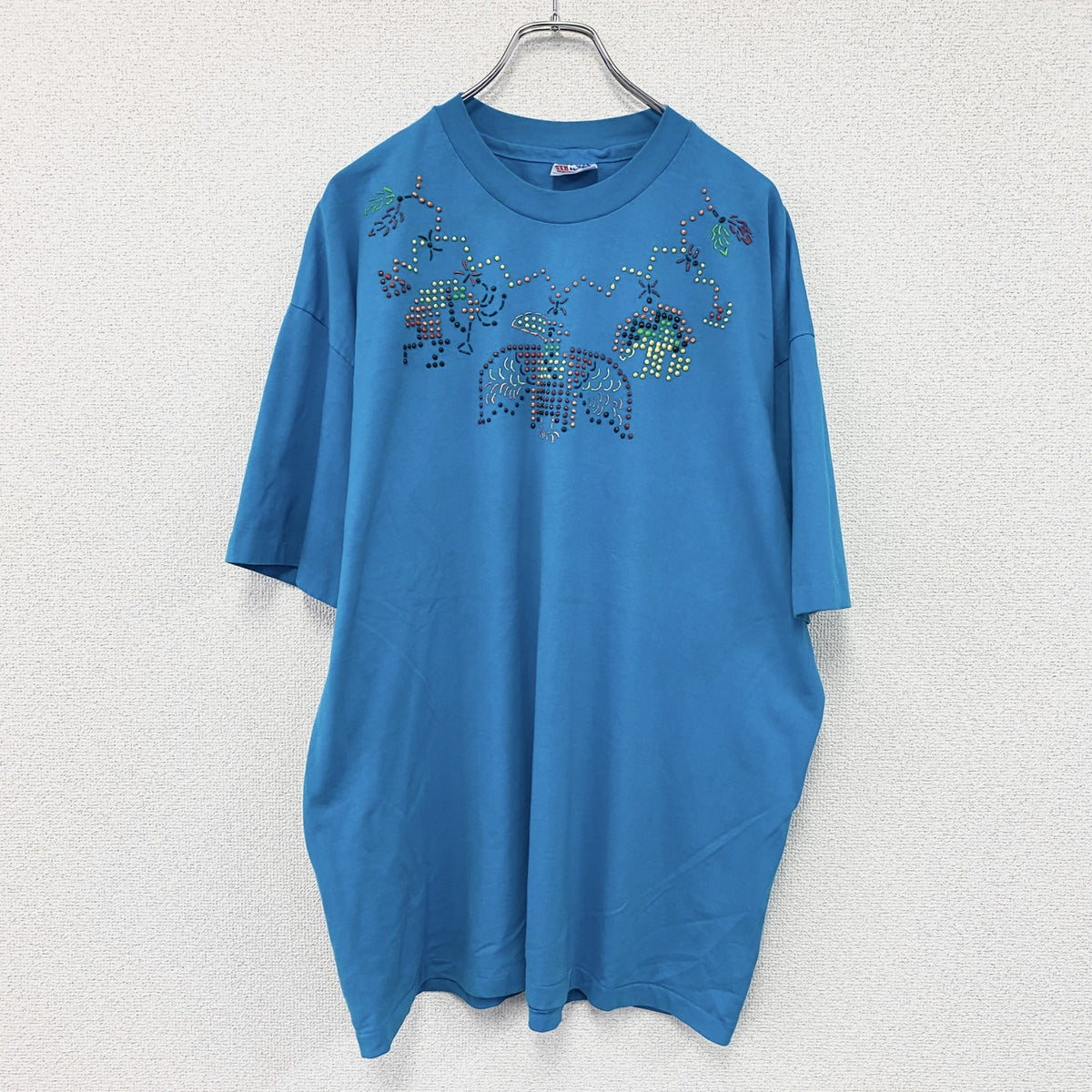 Hanes　ヘインズ　半袖Tシャツ　ヴィンテージ　シングルステッチ　水色　ライトブルー　2XLサイズ　古着