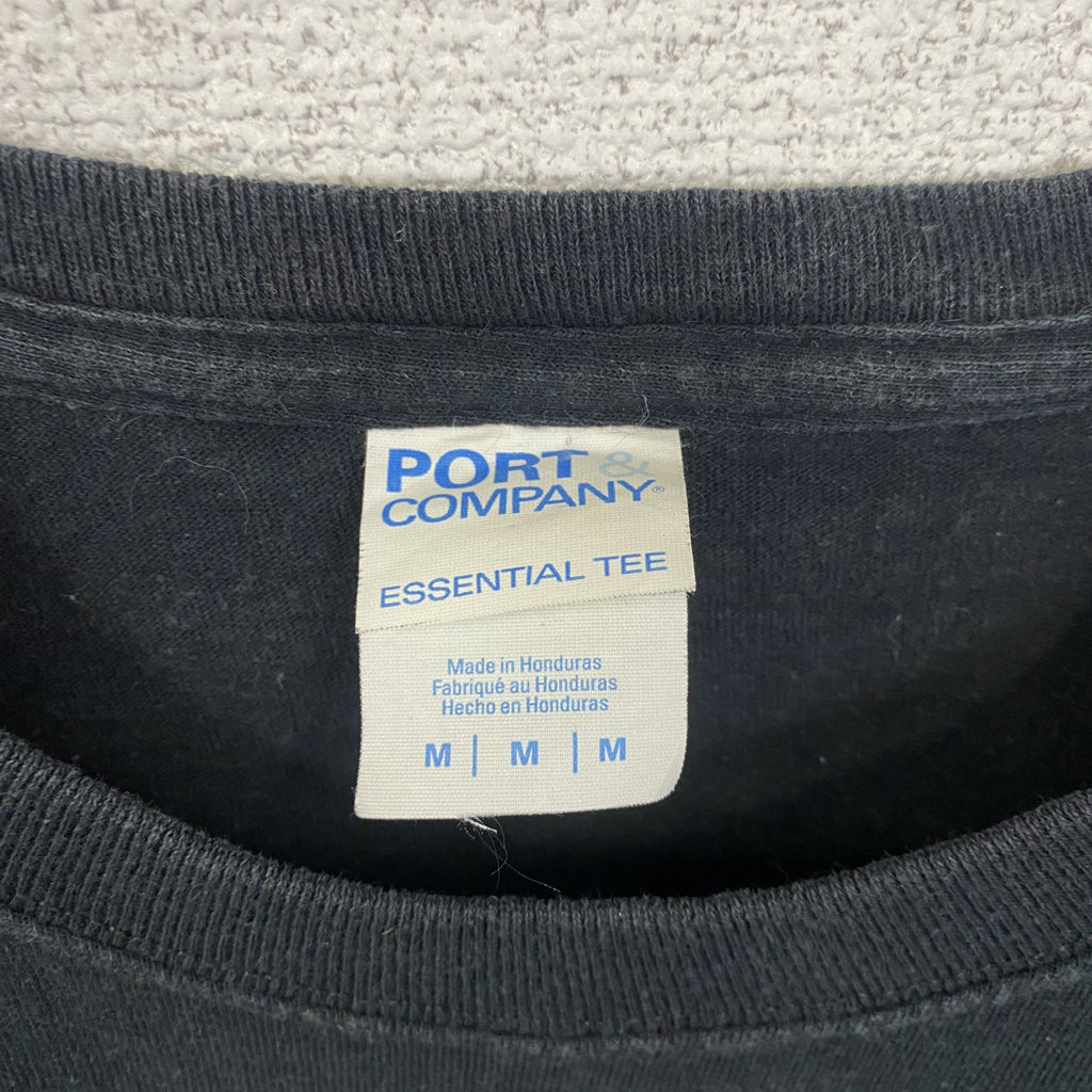 PORT&COMPANY　半袖フロントプリントTシャツ　THORNAPPLE KELLOGG　黒　ブラック　Mサイズ　古着