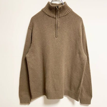 古着 used　GAP　ギャップ　長袖ハーフジップニット　セーター　ノームコア　茶色　ブラウン　ビッグシルエット　XLサイズ