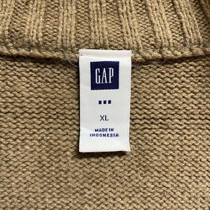 古着 used　GAP　ギャップ　長袖ハーフジップニット　セーター　ノームコア　茶色　ブラウン　ビッグシルエット　XLサイズ