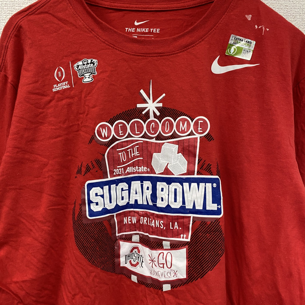 NIKE　ナイキ　長袖プリントTシャツ　スウッシュ　赤　レッド　Lサイズ　古着