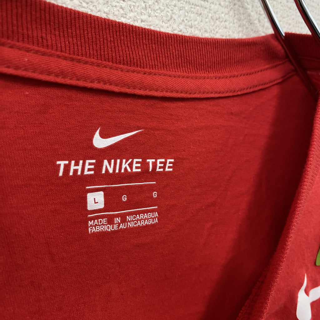 NIKE　ナイキ　長袖プリントTシャツ　スウッシュ　赤　レッド　Lサイズ　古着