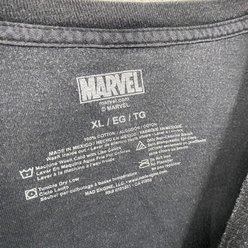 MARVEL　マーベル　半袖プリントTシャツ　フェード　黒　ブラック　XLサイズ　古着