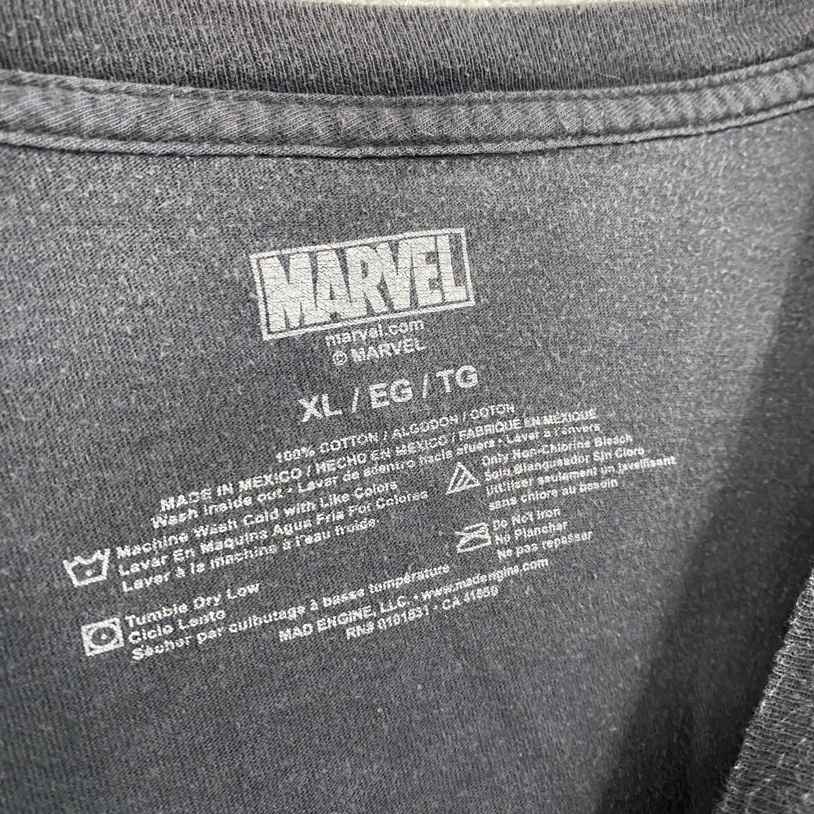 MARVEL　マーベル　半袖プリントTシャツ　フェード　黒　ブラック　XLサイズ　古着