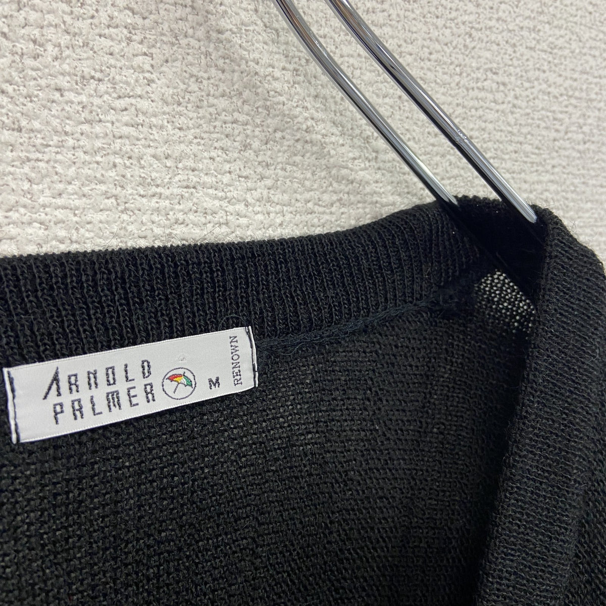 80s　ARNOLD PALMER　アーノルドパーマー　ニットカーディガン　黒　ブラック　Mサイズ セーター ニットセーター メンズ 古着