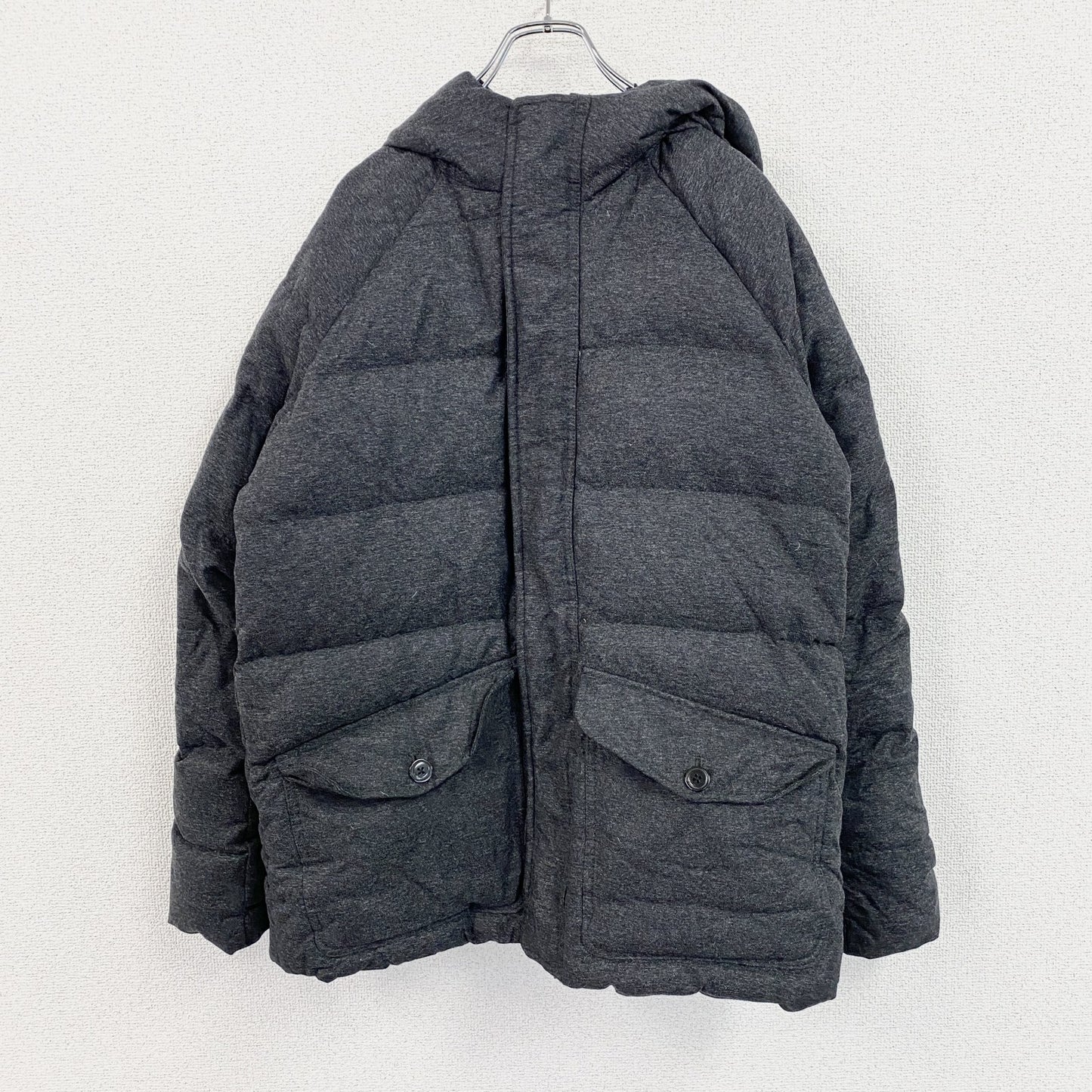 GAP　ギャップ　フーデットダウンジャケット　ダウン80％　比翼仕立て　ダークグレー　Mサイズ