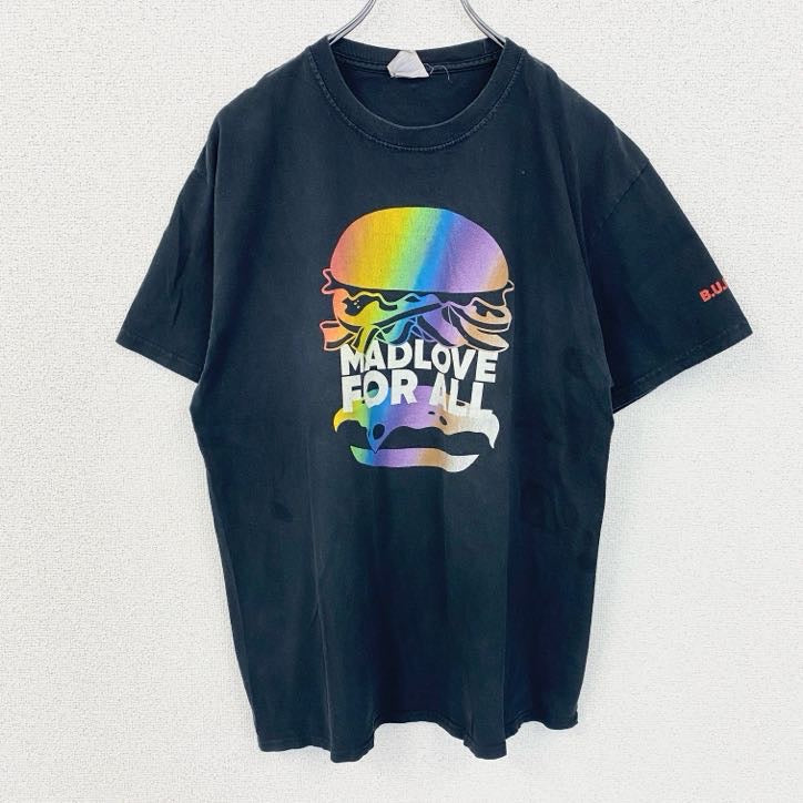PORT&COMPANY　半袖デザインプリントTシャツ　ハンバーガー　Red Robin　黒　ブラック　Lサイズ　古着