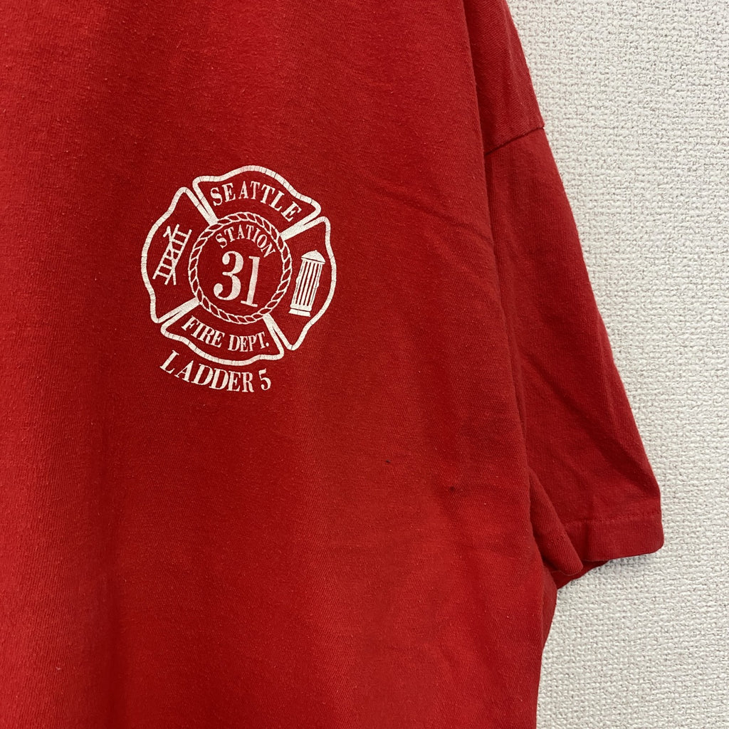 Hanes　ヘインズ　半袖プリントTシャツ　ヴィンテージ　シングルステッチ　赤　レッド　2XLサイズ　古着