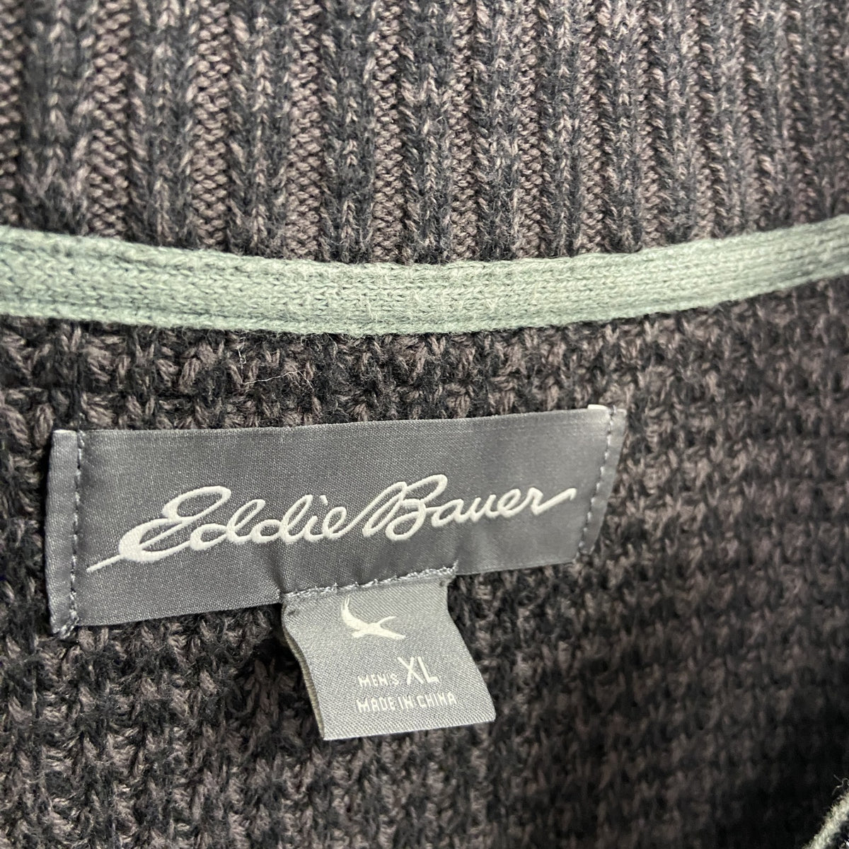 Eddie Bauer　エディーバウアー　ハーフジップニットセーター　焦げ茶　ダークブラウン　XLサイズ メンズ コットン 古着